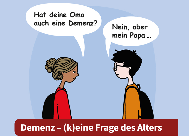 die Illustration zeigt ein Mädchen und einen Jungen, die sich unterhalten.